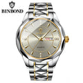 ✨ 100% Original Binbond Luxury Men’s Watch ⌚ – Silver & Gold 🥇 Waterproof 💧 Quartz with Night Light 🌙