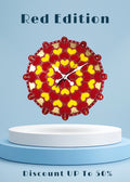 HeartBloom Wall Clock – 18” Red Edition with Artistic Heart Design