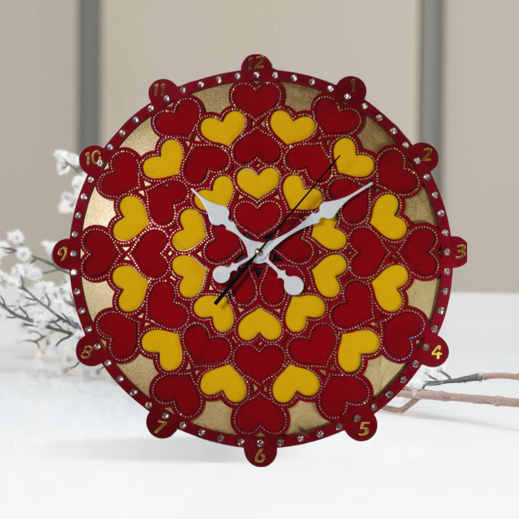 HeartBloom Wall Clock – 18” Red Edition with Artistic Heart Design