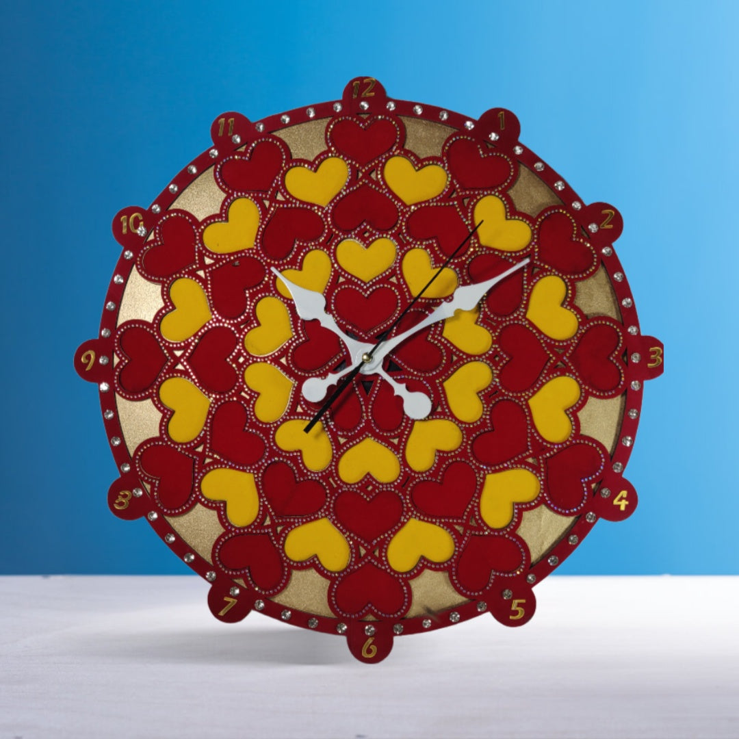 HeartBloom Wall Clock – 18” Red Edition with Artistic Heart Design